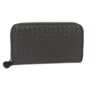 【中古】BOTTEGA VENETA ラウンドファスナー 長財布 イントレチャート レザー ブラック 114076