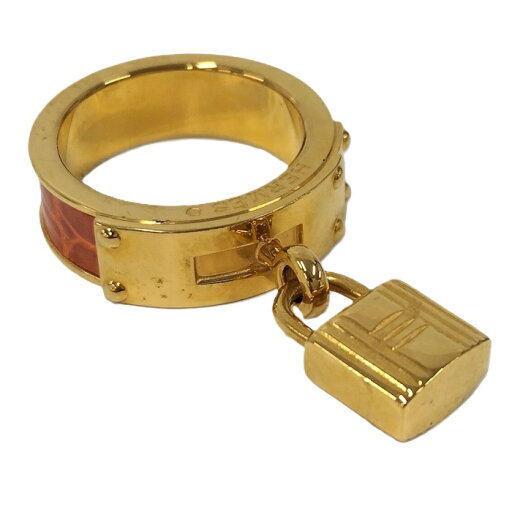 【中古】HERMES スカーフリング ケリーカデナ モチーフ GP ゴールド レッド系 【中古】HERMES スカーフリング ケリーカデナ モチーフ GP ゴールド レッド系