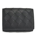 【中古】BOTTEGA VENETTA 三つ折り財布 イントレチャート ブラック レザー 635561