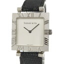 【中古】TIFFANY&Co. 腕時計 アトラス クオーツ SV925 レザー シルバー文字盤 M3640