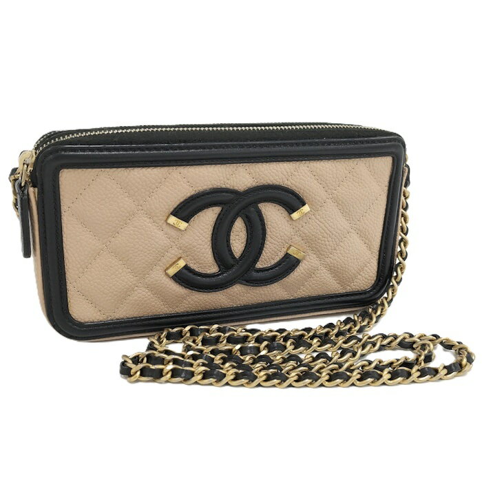 キラキラCCロゴ♪ CHANEL チェーンウォレット キャビア ベージュ 楽天市場】シャネル チェーンウォレット キャビアスキン(カラー