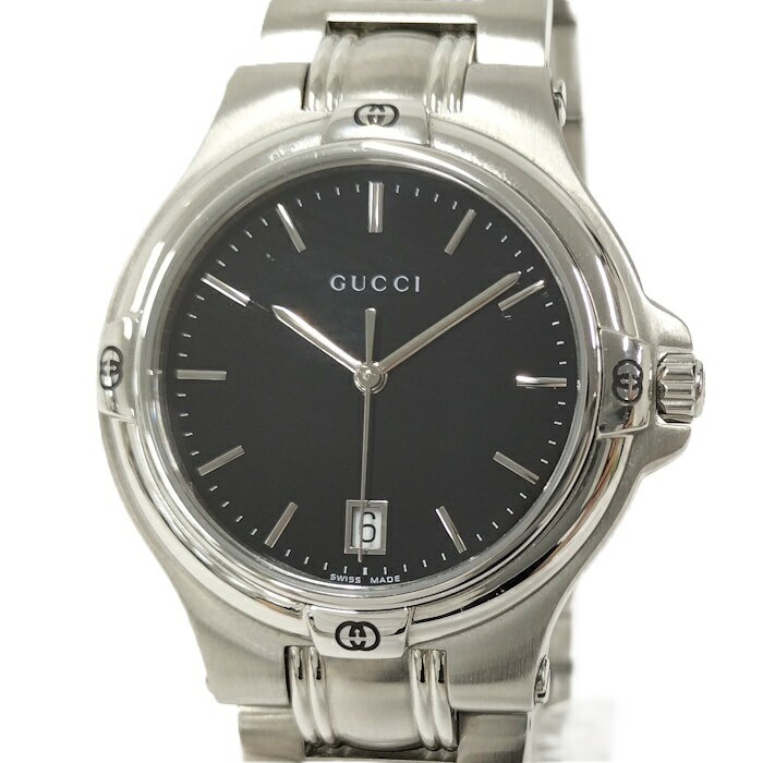 【中古】GUCCI 腕時計 クオーツ SS ブラック文字盤 9040M