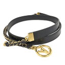 【中古】LOUIS VUITTON ベルトブレイテッド チェーン 20MM レザー ブラック M8593Z