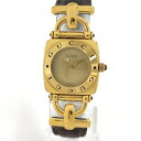 【中古】GUCCI レディース腕時計 ホースビット GP クオーツ革ベルト ゴールド文字盤 6300L