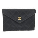 【中古】CHANEL カードケース ビコローレ ココマーク ラインストーン サテン ブラック
