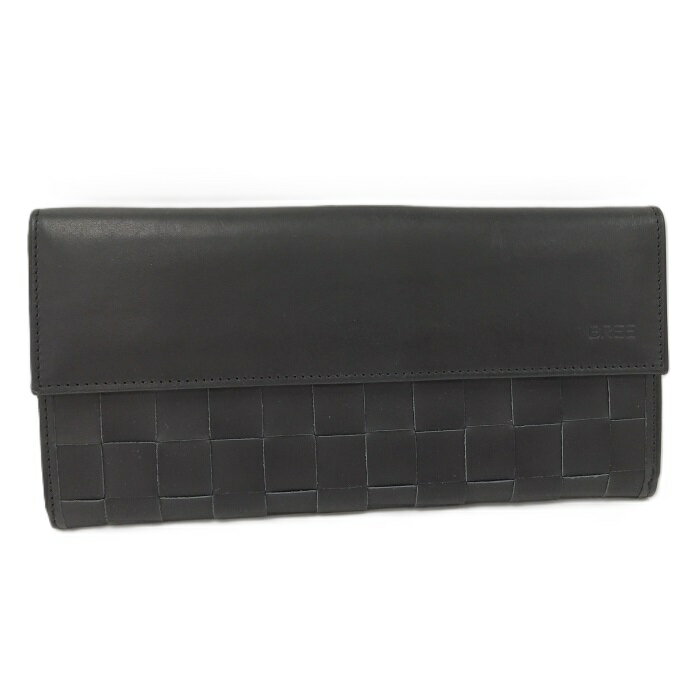 【中古】BREE Wホック 二つ折り長財布 レザー ブラック Obra 172