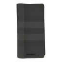 【中古】BURBERRY 二つ折り長財布 ブラック チェック PVC 8054785