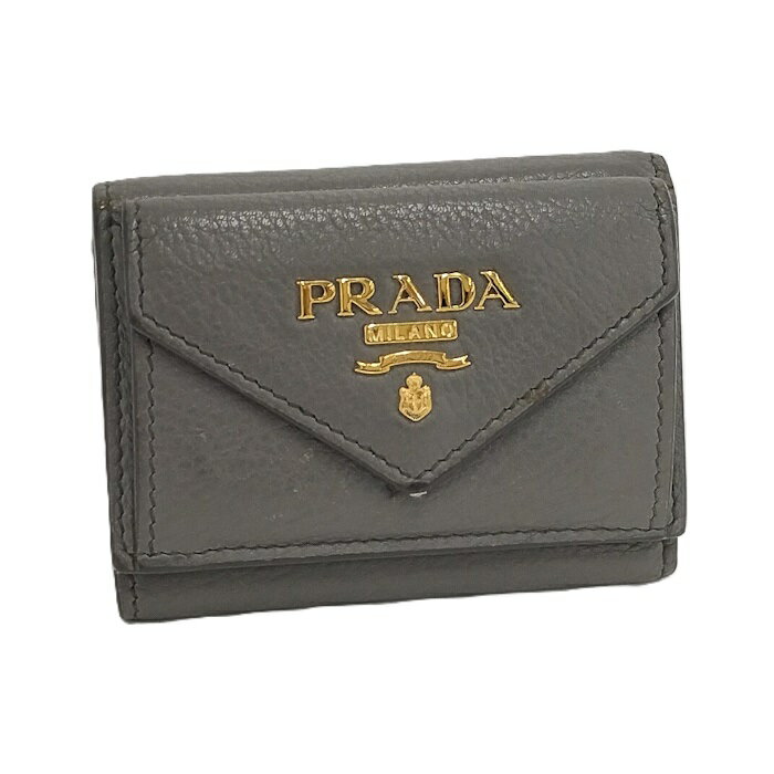PRADA 三折財布 1MH043 ミニ財布 グレー【ランク:S】 楽天市場】prada 三つ折り 財布(カラーグレー)(バッグ・小物