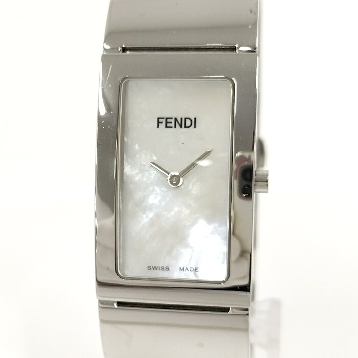 【中古】FENDI レディース 腕時計 バングルウォッチ クオーツ SS ホワイトシェル文字盤 3250L