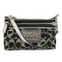 【中古】COACH ポピー ミニハンドポーチ ハンドバッグ シグネチャー キャンバス ブラック