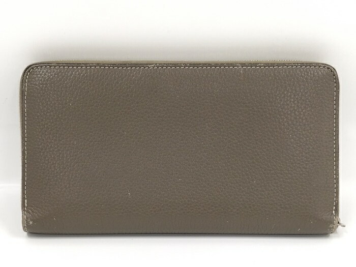 【中古】CELINE ラウンドファスナー長財布 レザー グレージュ