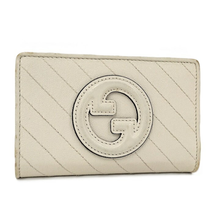 【中古】GUCCI ブロンディ 二つ折り財布 レザー アイボリー 760336