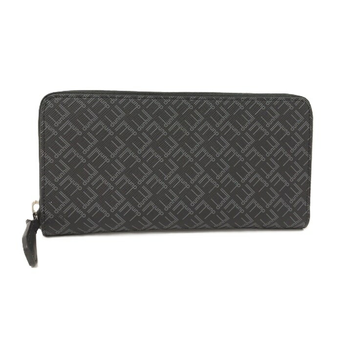 【中古】Dunhill ラウンドファスナー長財布 ロゴ シグネチャー PVC レザー ブラック