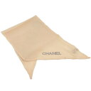 【中古】CHANEL スカーフ ココマーク ラインストーン シルク ベージュ