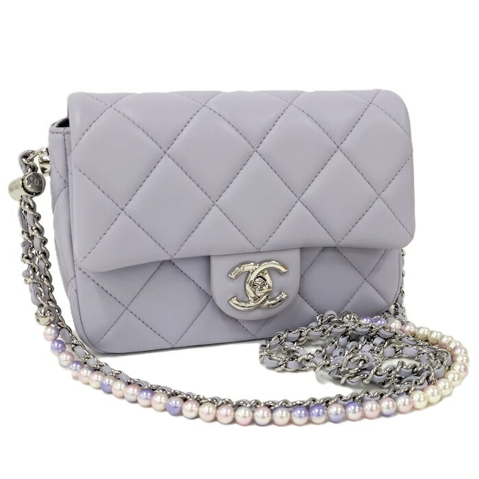 【中古】CHANEL チェーンショルダーバッグ マトラッセ18 パール レザー パープル(4)