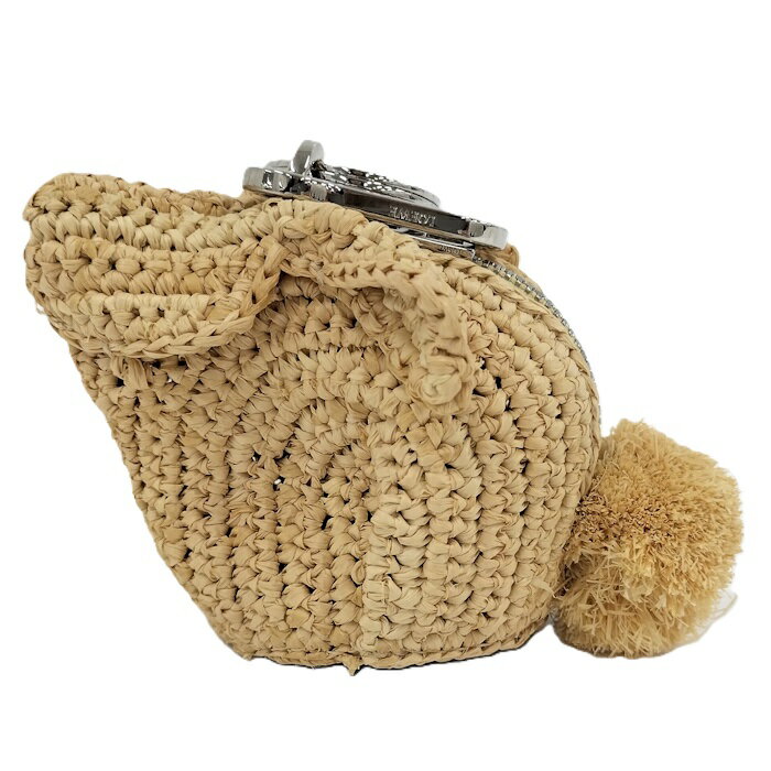 【中古】LOEWE バニーチャーム コインケース ラフィア レザー ナチュラル 129.07.T40