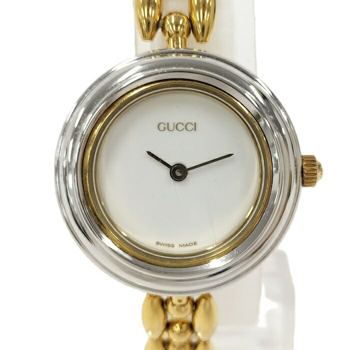 【中古】GUCCI チェンジベゼル レディース 腕時計 GP クオーツ ホワイト文字盤 11/12.2(2)
