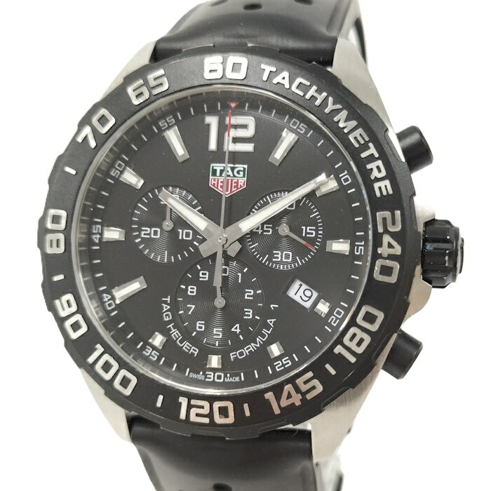 【中古】TAG HEUER フォーミュラ1 メンズ腕時計 クオーツ SS ブラック文字盤 ラバー ブラック CAZ1010
