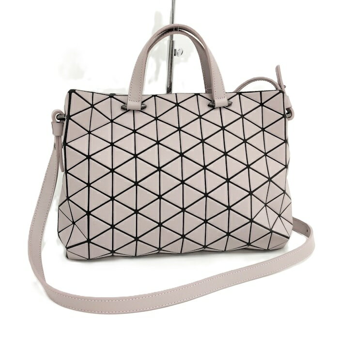 【中古】ISSEY MIYAKE BAO BAO バオバオ 2WAYハンドバッグ レザー ピンクパープル(4)