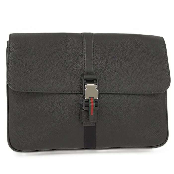 【中古】GUCCI ビジネスケース クラッチバッグ レザー ブラック 816755