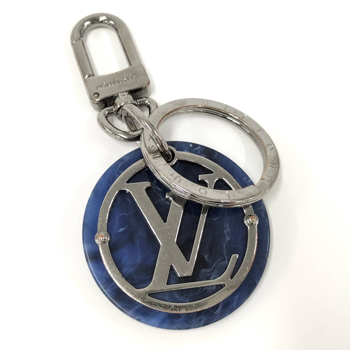 【中古】LOUIS VUITTON ポルトクレ LV トークン チャーム メタル プラスチック ネイビー系 MP2721
