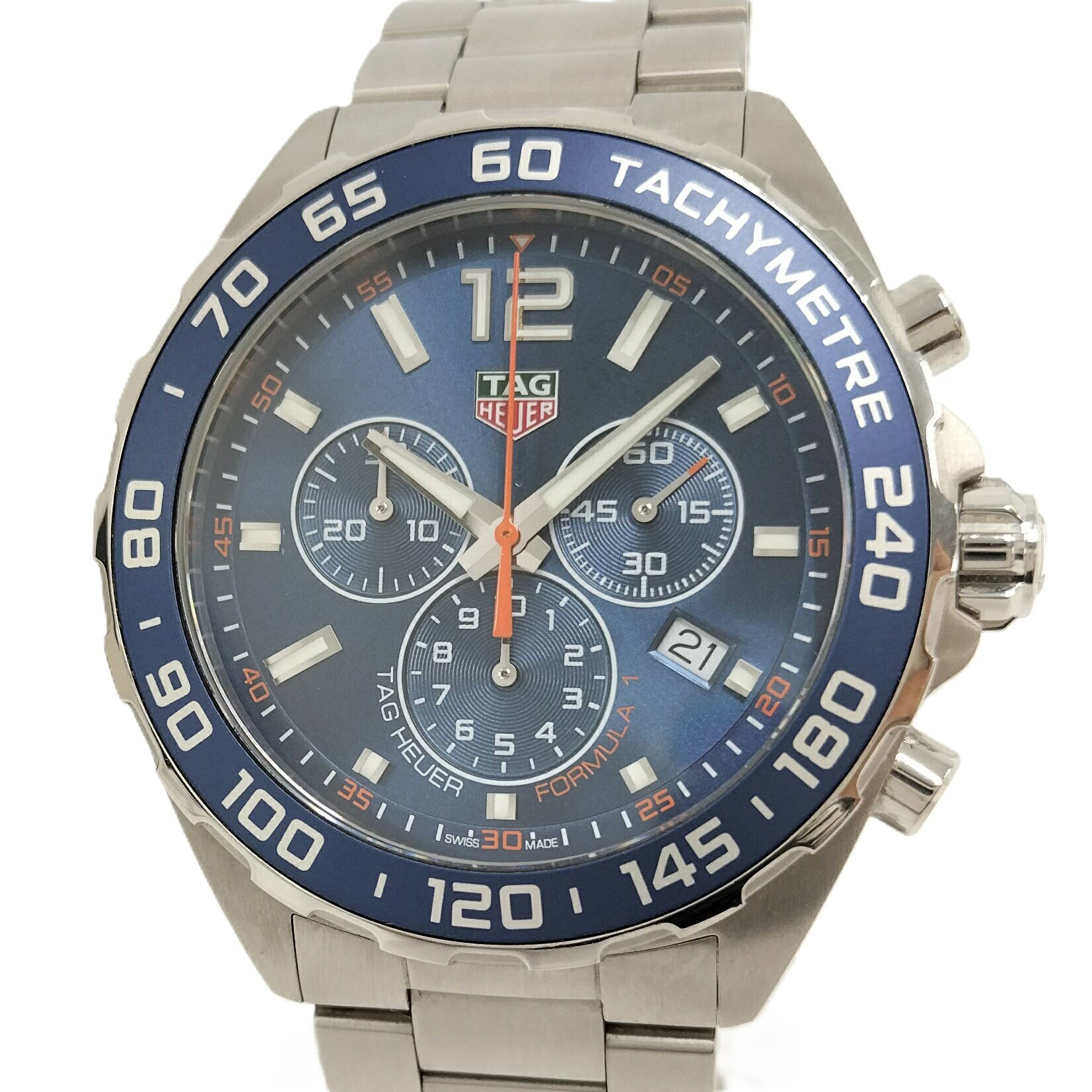 【中古】TAG HEUER フォーミュラ1 クロノグラフ クオーツ SS ブルー文字盤 CAZ1014