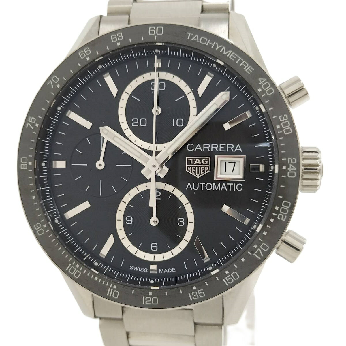 【中古】TAG HEUER カレラ キャリバー16 自動巻き SS ブラック文字盤 CV201AJ