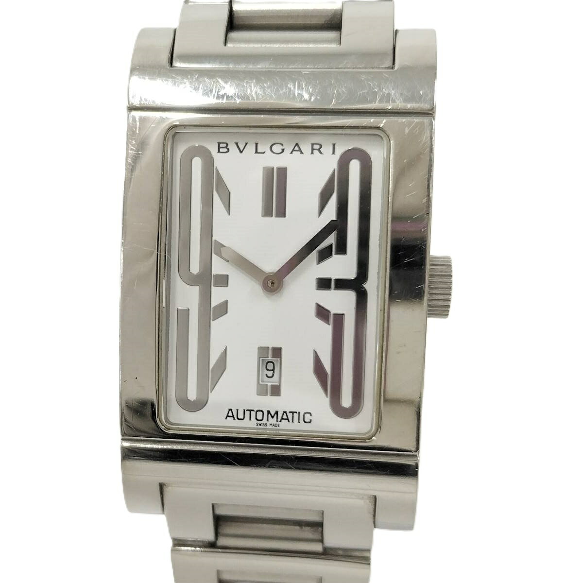 【中古】BVLGARI レッタンロゴ メンズ 腕時計 SS 自動巻 ホワイト文字盤 RT45SSD