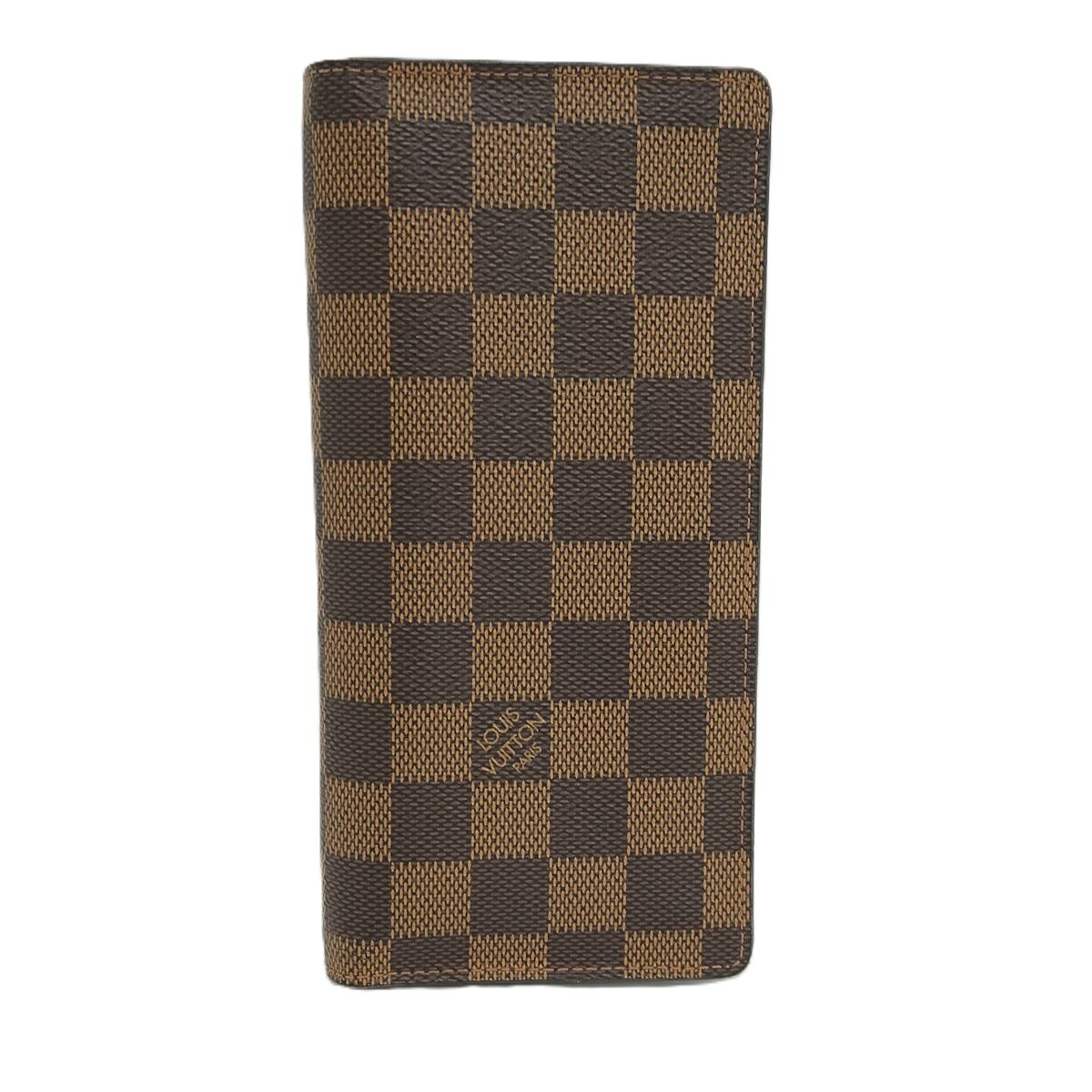 【中古】LOUIS VUITTON ポルトフォイユ ブラザ 二つ折り長財布 ダミエ エベヌ N60017