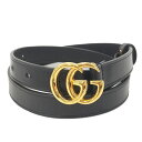 【中古】GUCCI ベルト GGマーモント レザー ブラック 409417