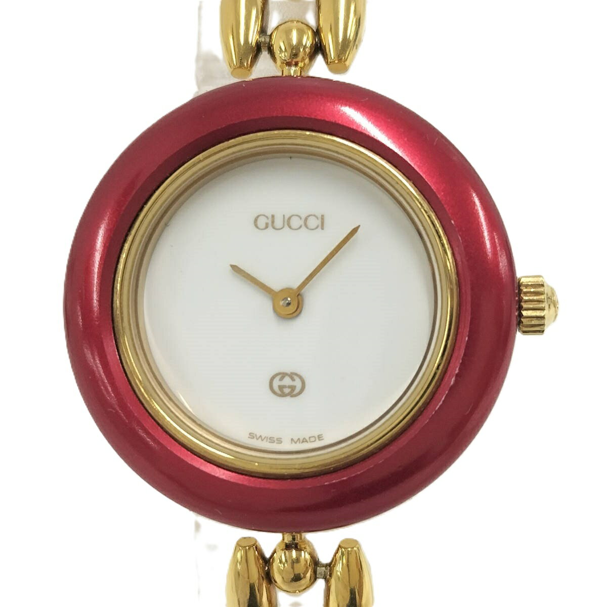 【中古】GUCCI チェンジベゼル レディース 腕時計 GP クオーツ ホワイト文字盤 11/12(2)