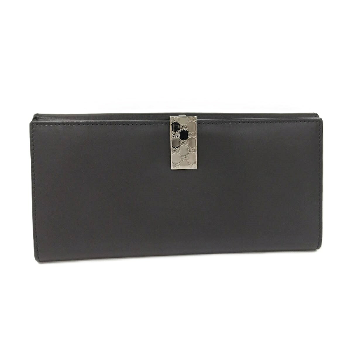 【中古】GUCCI 二つ折り長財布 レザー ブラック 035.1502.2243