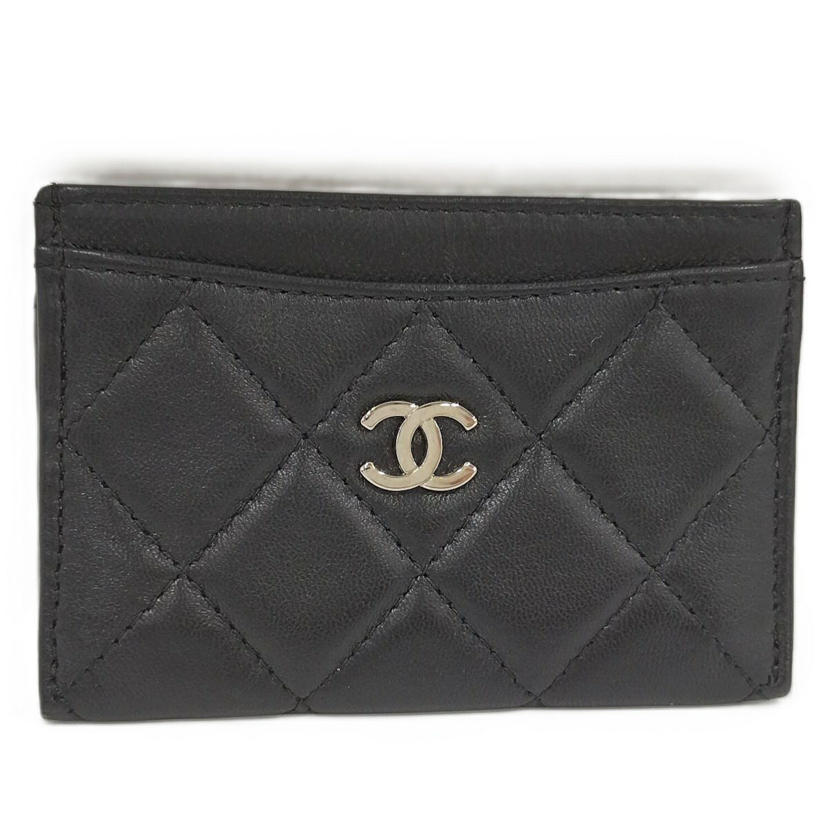 【中古】CHANEL クラシック カードケース カードホルダー マトラッセ レザー ブラック AP0213