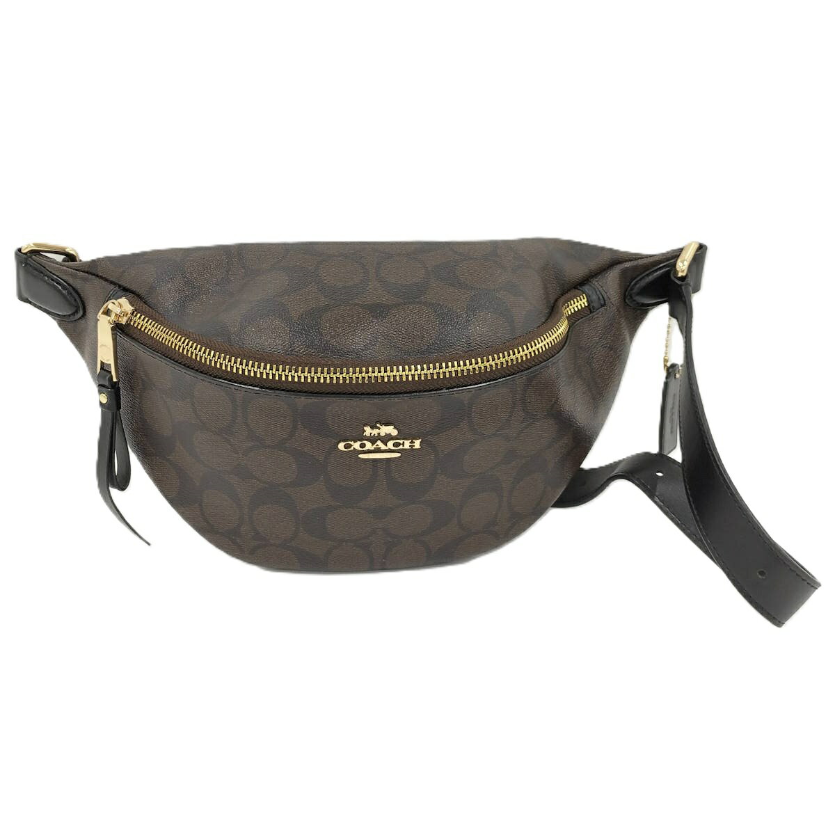 【中古】COACH ウエストバッグ ウエストポーチ シグネチャー PVC ブラウン F48740