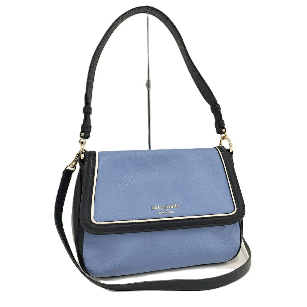 KATE SPADE - 【中古】Kate spade ミディアムハドソン ショルダーバッグ レザー ブルー