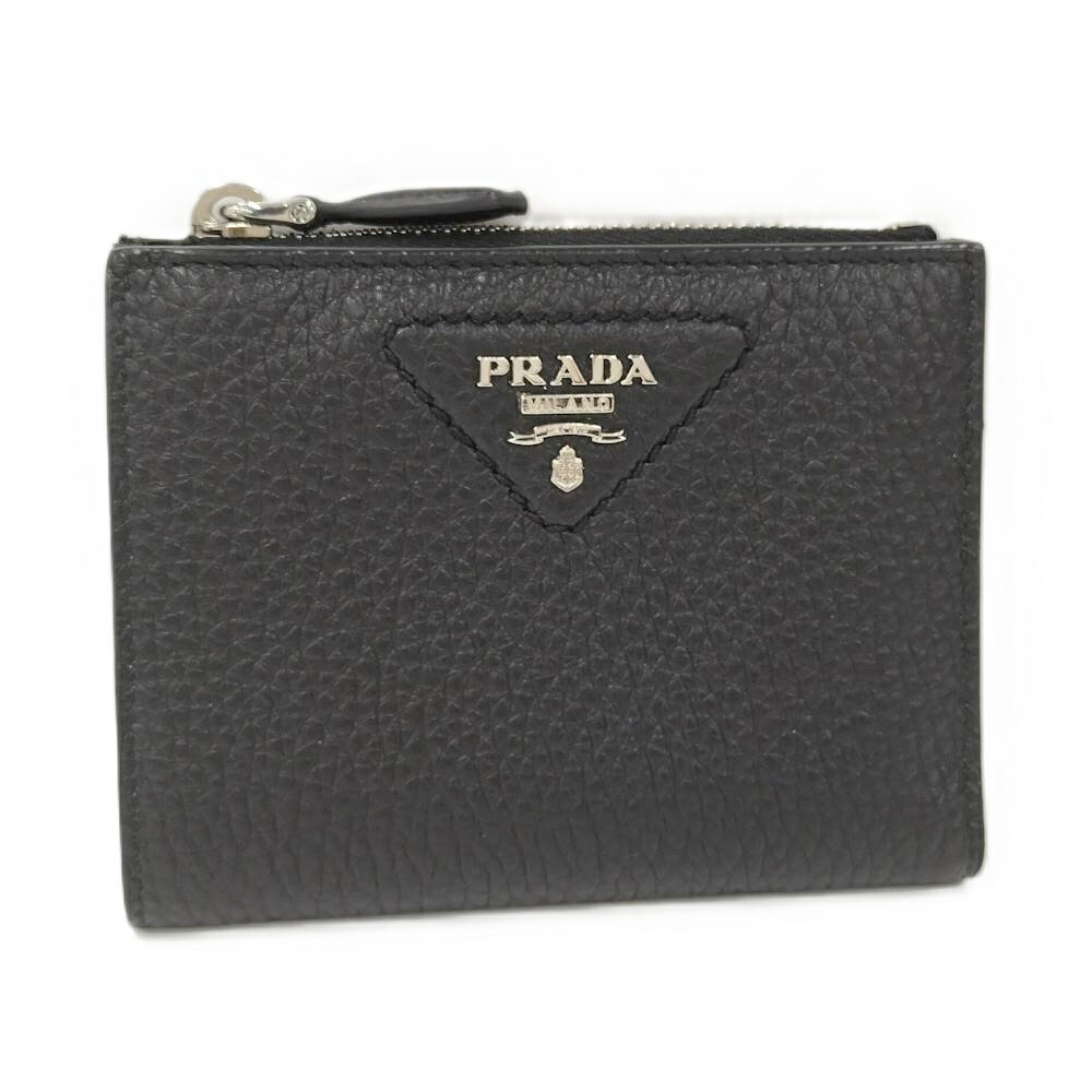 Rakuten - 【中古】PRADA 二つ折り財布 レザー ブラック 1ML050