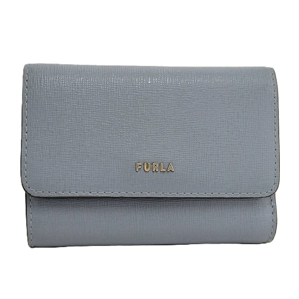 乐天商城 - 【中古】FURLA バビロン S トライフォールド コンパクトウォレット 三つ折り財布 レザー ライトブルー