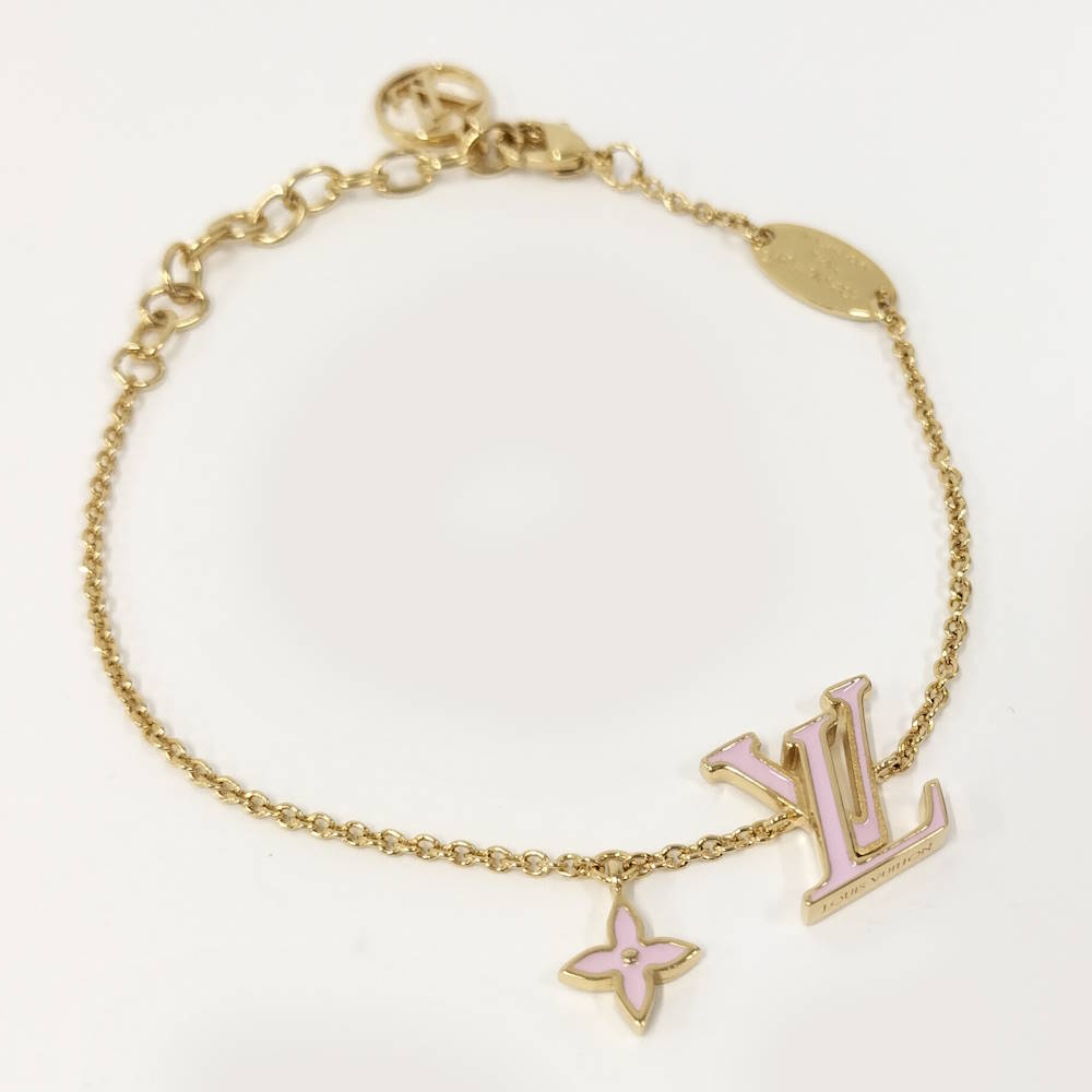 【中古】LOUIS VUITTON ブレスレット LV アイコニック ゴールド系 ピンク系 M1008A