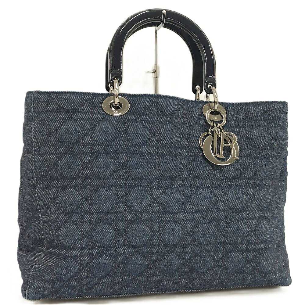 【中古】ChristianDior レディディオール ハンドバッグ デニム ブルー