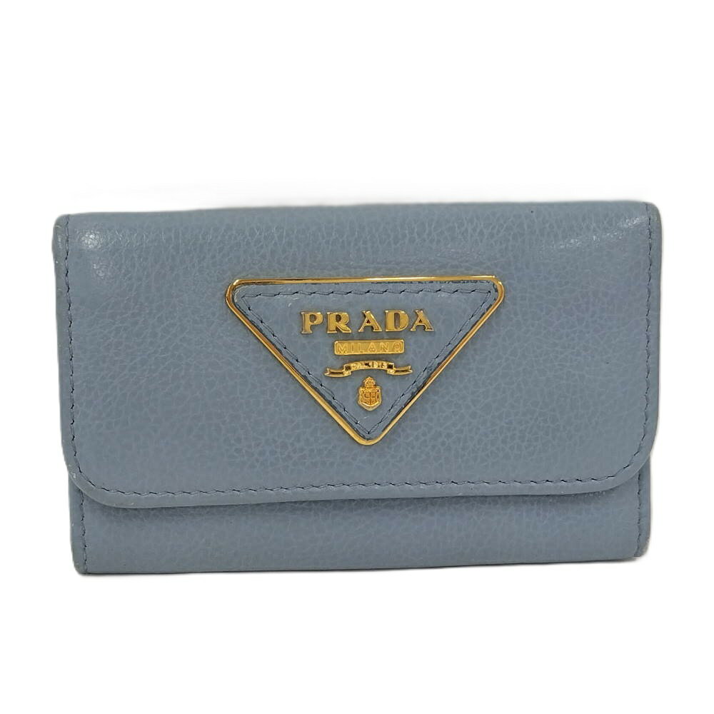 【中古】PRADA 6連キーケース レザー ブルー