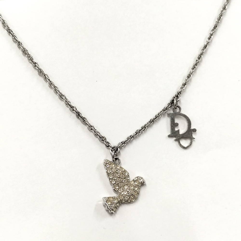 Rakuten - 【中古】ChristianDior ネックレス バード ラインストーン シルバー メッキ