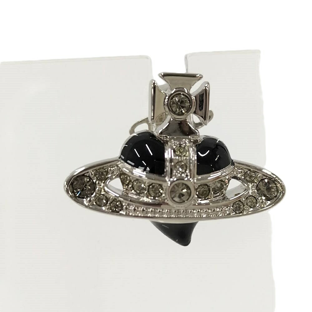 【中古】Vivienne Westwood ディアマンテ オーブ 片耳ピアス メッキ シルバー ブラック