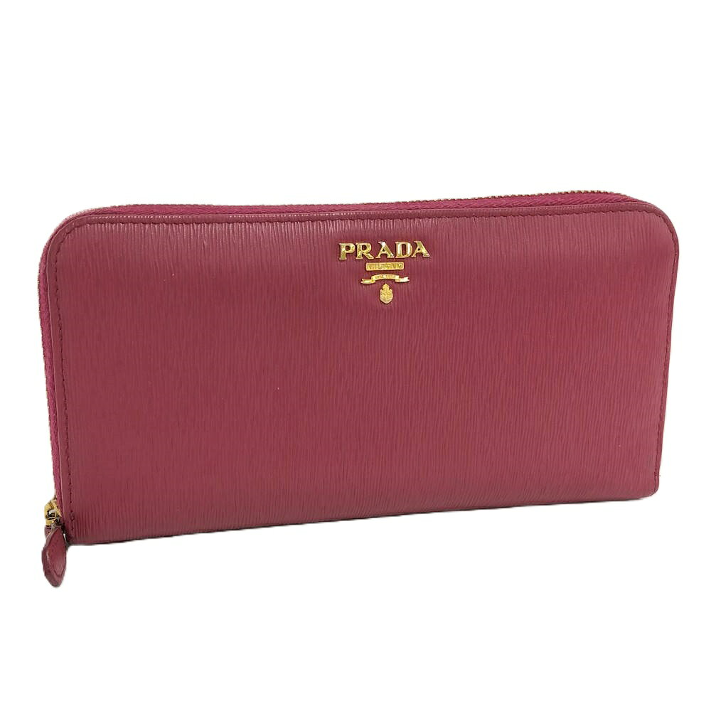Rakuten - 【中古】PRADA ヴィッテロムーブ ラウンドファスナー長財布 ピンク