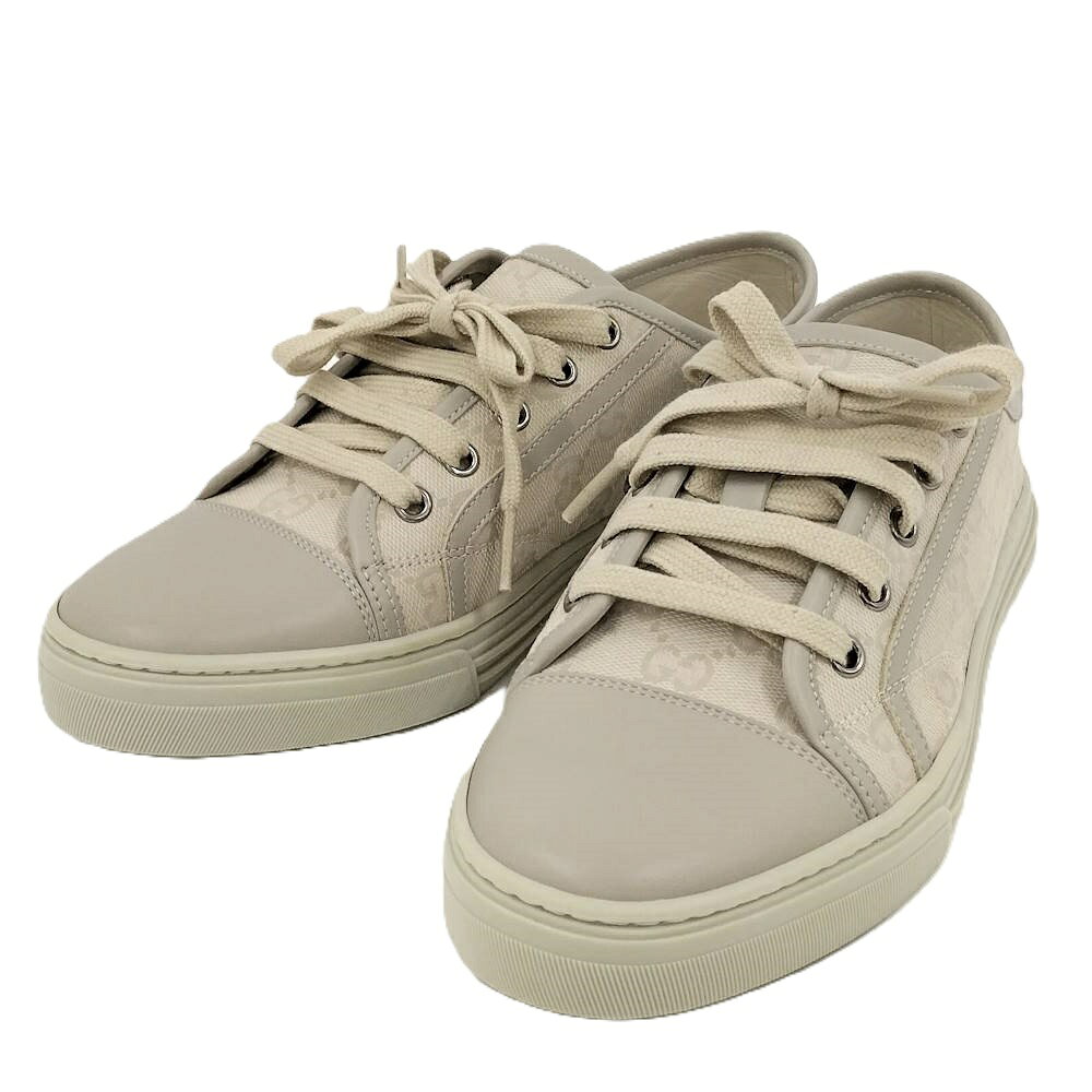 Rakuten - 【中古】GUCCI ローカットスニーカー ＃39 GGキャンバス オフホワイト 42618