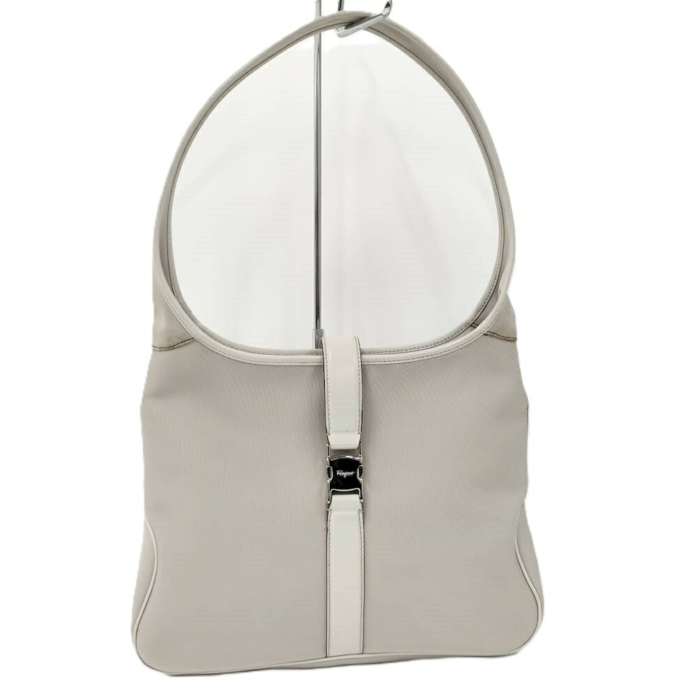 Rakuten - 【中古】Salvatore Ferragamo ワンショルダーバッグ ナイロンキャンバス レザー グレー AU-21-0735
