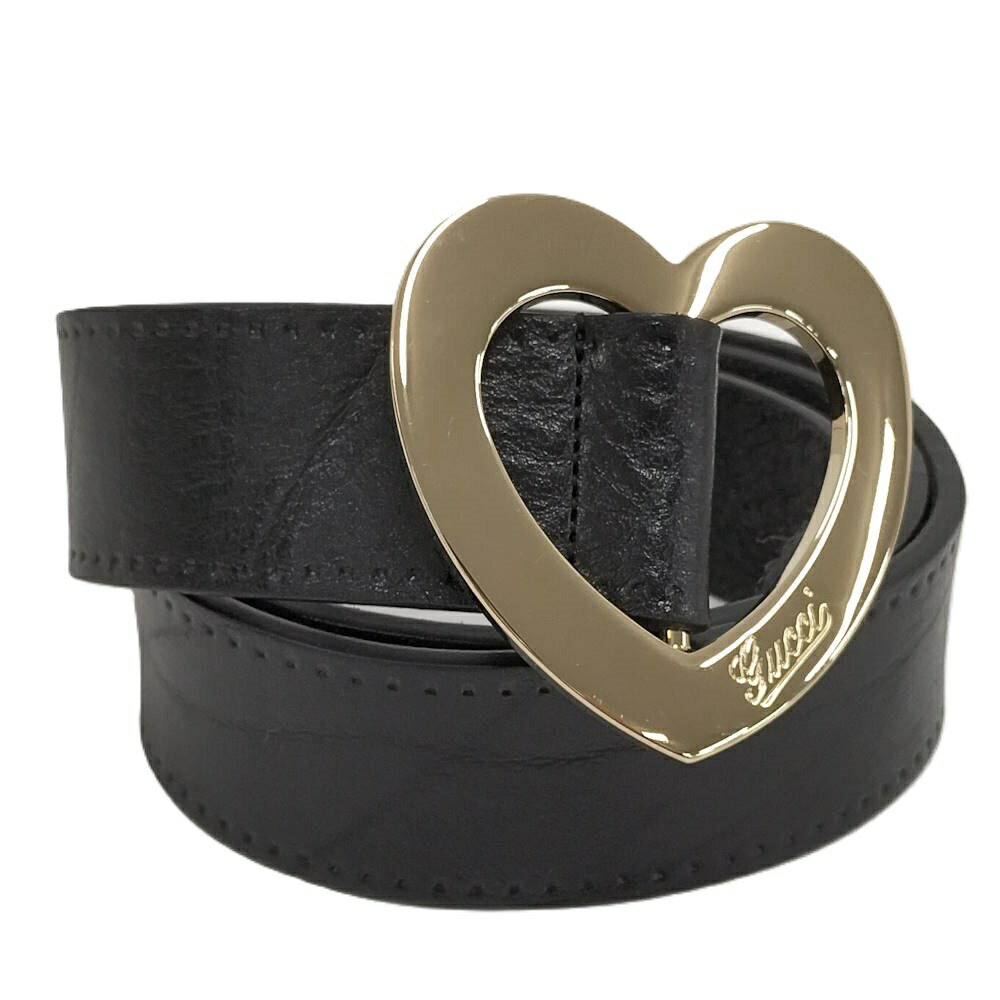 Rakuten - 【中古】GUCCI ホールレス ベルト ハートバックル レディース レザー ブラック 211551