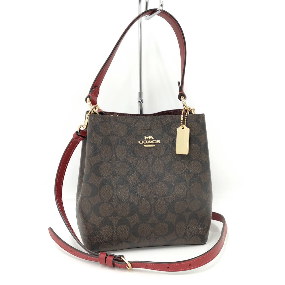 Rakuten - 【中古】COACH 2WAY ショルダーバッグ シグネチャー PVC ブラウン レッド 2312