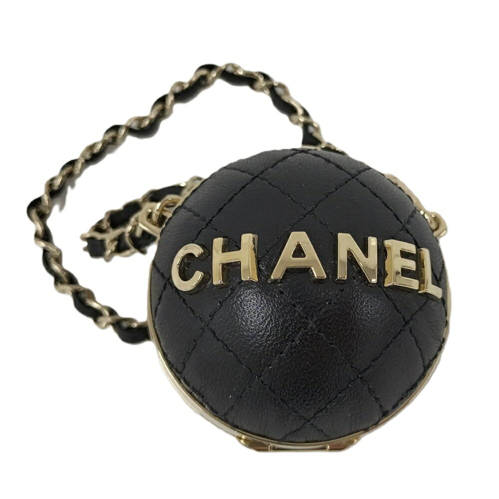 Rakuten - 【中古】CHANEL ミニバッグ チャーム マトラッセ ラムスキン レザー ブラック