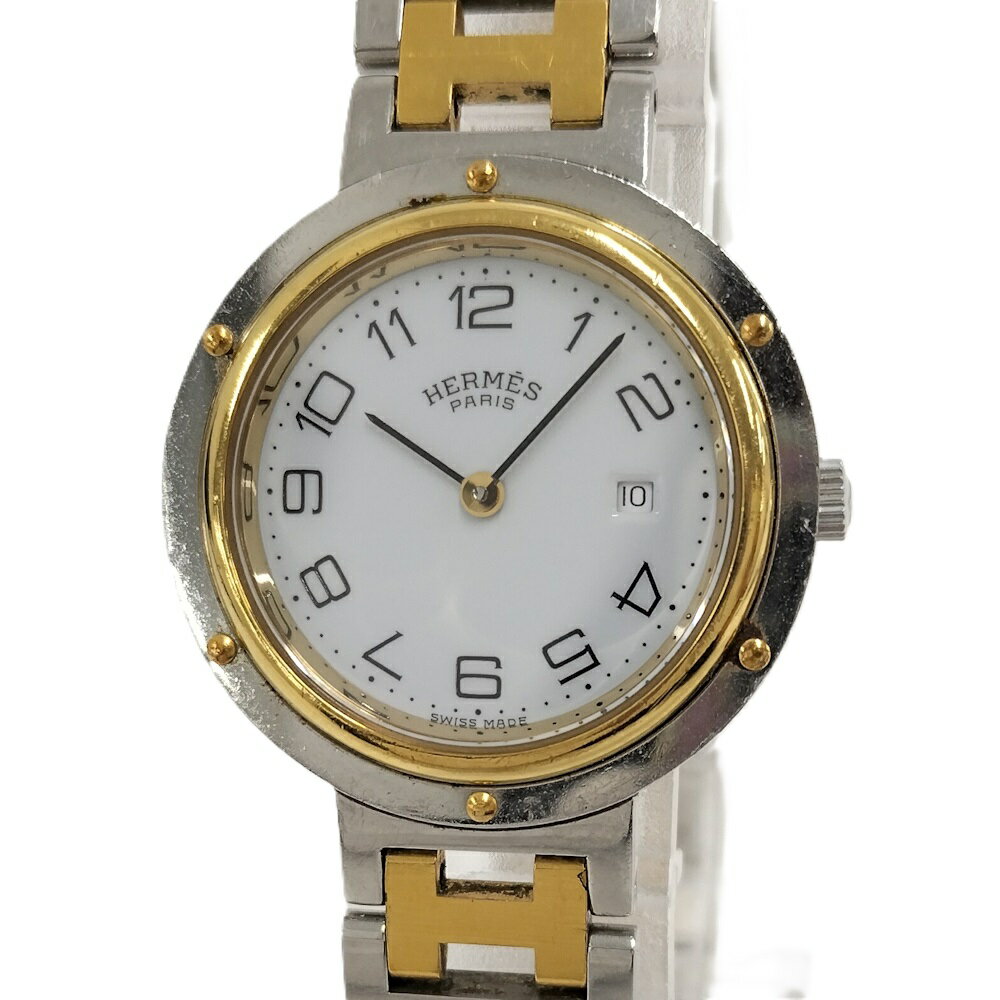 Rakuten - 【中古】HERMES クリッパー 腕時計 SS GP ホワイト文字盤 クオーツ CL3.440