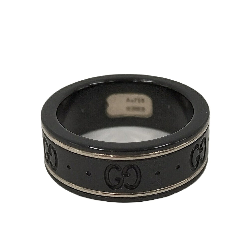 乐天商城 - 【中古】GUCCI アイコンリング セラミック メタル 750WG K18WG ホワイトゴールド 表記サイズ11 約2.3g